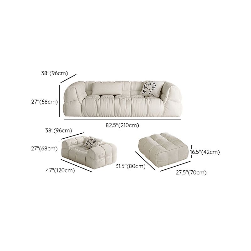 Contemporary White Button-tufted Sofa Tuxedo Arm Living Room Settee
