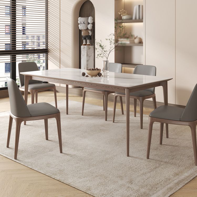 Modern 1/4/5/6/7 Pieces Dining Set Sintered Stone Dining Table Set with Wood Legs for Home Clearhalo 'Dining Room Sets' 'Dining Tables & Seating' 'dining_room_set' 'furn' 'furn_dining_room_set' 'Furniture' 'furniture_dining_room_set' 'Kitchen & Dining Furniture' 'kitchen&dining_furn' 'kitchen' 1200x1200_46121986-485d-4072-b525-1696fc45cf07