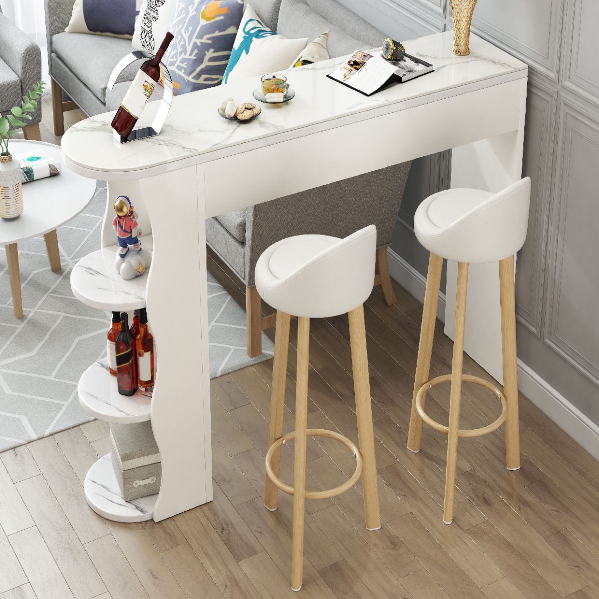 Glam Free Form Pub Table Set 1/2/3 Pieces Matte Finish Bar Set Clearhalo 'Bar Furniture' 'furn' 'furn_home_bar_bar_sets' 'Furniture' 'Home Bars & Bar Sets' 'home_bar_bar_sets' 'Kitchen & Dining Furniture' 1200x1200_4613a077-c10f-4c1f-b7ab-09e7b04dedca