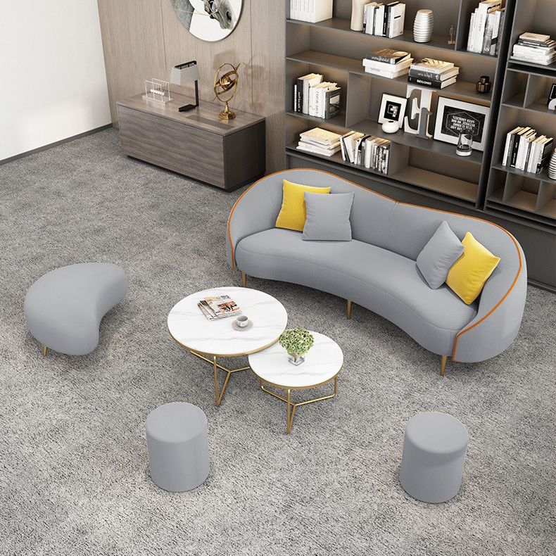 Divano moderno bianco/grigio con divano curvo con schienale stretto per appartamento