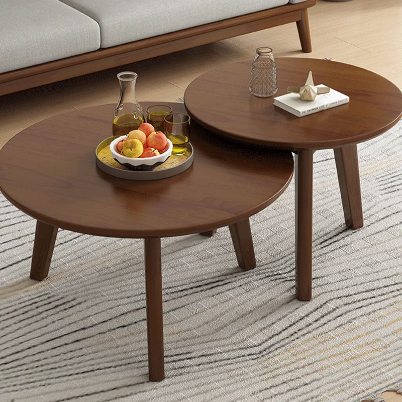 Mesa auxiliar de madera sólida 3 patas redonda de la sala de estar nórdica