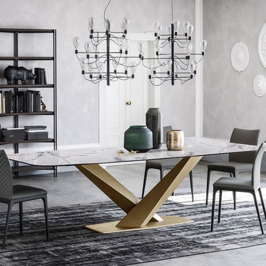 コンテンポラリースタイルの長方形テーブルセット1/5/6ピース家に向けてダイニングセット