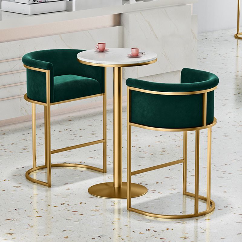 Glam Fabric Counter Stool Luxury Furniture with Gold Legs in Matte Finish for Indoor