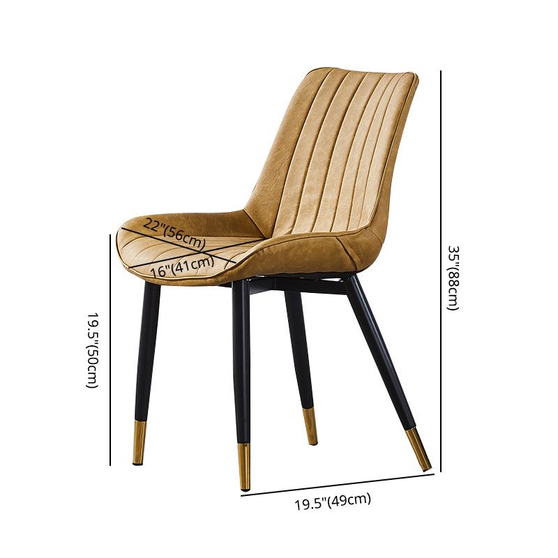 Contemporary Kitchen Dining Side Chair Leather Solid Back Chairs with Metal Legs Clearhalo ' kitchen&dining_furn' 'Dining Chairs' 'Dining Tables & Seating' 'dining_chair' 'furn' 'furn_dining_chair' 'Furniture' 'furniture_dining_chair' 'Kitchen & Dining Furniture' 'kitchen' 1200x1200_461869f8-291c-413c-aef3-c90de97f58d1