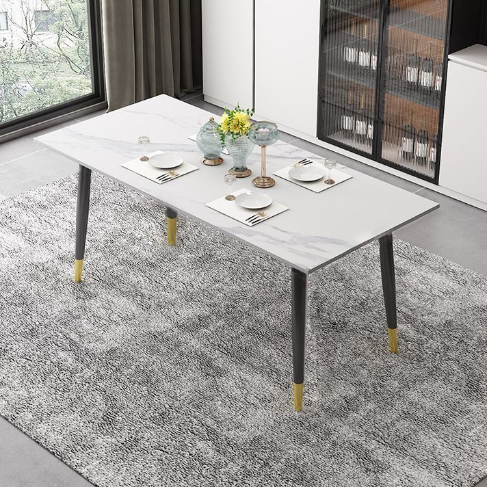 Traditional Sintered Stone Top Dining Set with 4 Black Metallic Legs for Dining Furniture Clearhalo 'Dining Room Sets' 'Dining Tables & Seating' 'dining_room_set' 'furn' 'furn_dining_room_set' 'Furniture' 'furniture_dining_room_set' 'Kitchen & Dining Furniture' 'kitchen&dining_furn' 'kitchen' 1200x1200_46188a8c-d212-49e0-8a96-8941bbc5a090