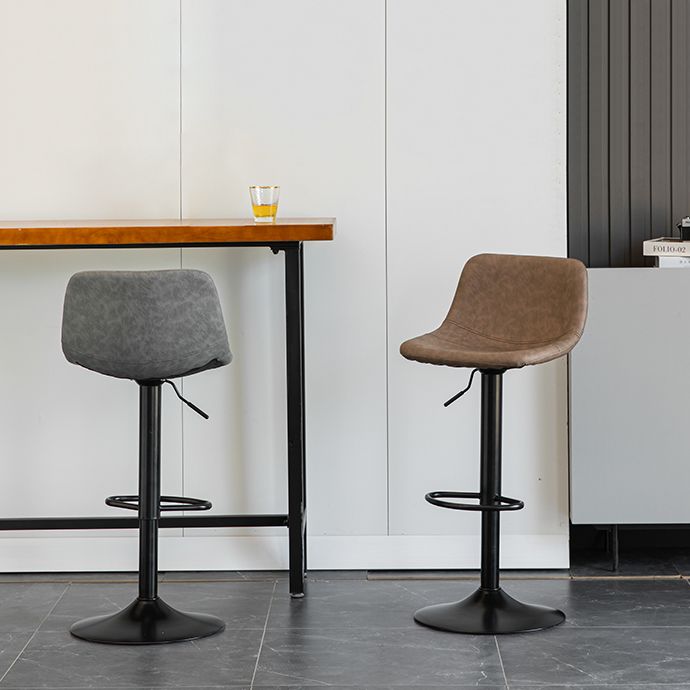Contemporary Matte Finish Leather Barstool Adjustable Height Footrest Home Stool Clearhalo 'Bar Furniture' 'Bar Stools' 'bar_stools' 'Furniture' 'furniture_bar_stools' 'Kitchen & Dining Furniture' 1200x1200_46190e88-aa4e-4e7c-b91d-9669c2a68b0c