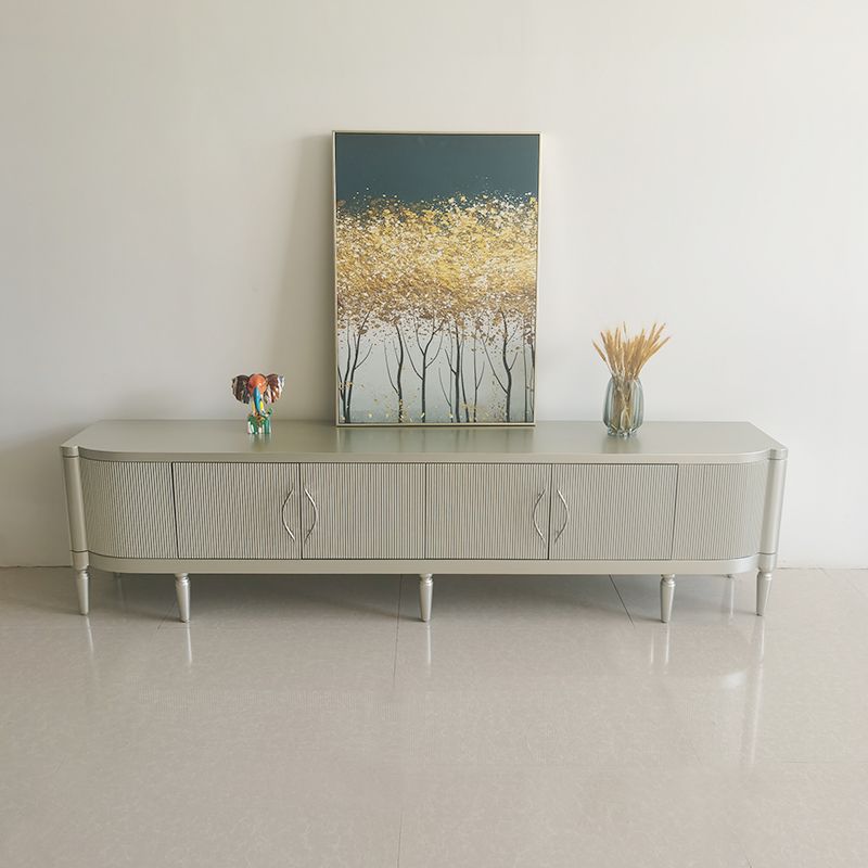 Glam Wood TV Media Stand con puertas, consola de soporte de televisión de almacenamiento cerrado