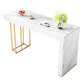 Glam Rectangle Bar Dining Table Wood and Stone Bar Table in White