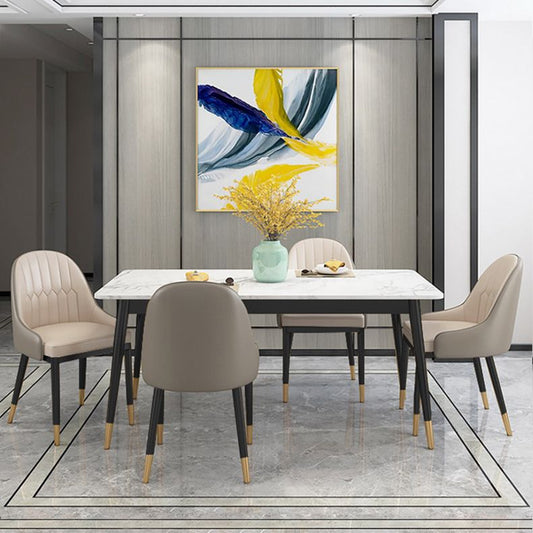 Modern Style Sintered Stone Dining Table with White Table and 4 Legs Base for Home Use Clearhalo 'Dining Room Sets' 'Dining Tables & Seating' 'dining_room_set' 'furn' 'furn_dining_room_set' 'Furniture' 'furniture_dining_room_set' 'Kitchen & Dining Furniture' 'kitchen&dining_furn' 'kitchen' 1200x1200_462280de-3b8e-46b3-9168-7ddf24c8b64b