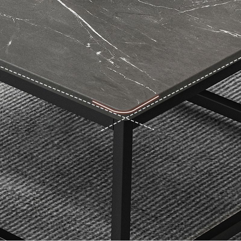 16.5 "H Moderne rechthoekige houten salontafel stalen frame accenttafel