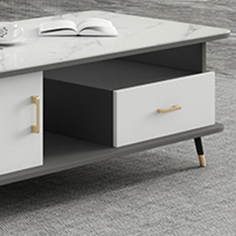 Table basse rectangulaire en ardoise avec tiroirs de rangement