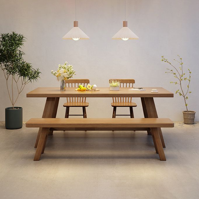 Industrial Style Dinette Table Rectangle Solid Wood Dinner Table in Brown Clearhalo 'Dining Tables & Seating' 'Dining Tables' 'dining_table' 'furn' 'furn_dining_table' 'Furniture' 'Kitchen & Dining Furniture' 1200x1200_4623e572-5a67-4258-b149-0161b202abe5