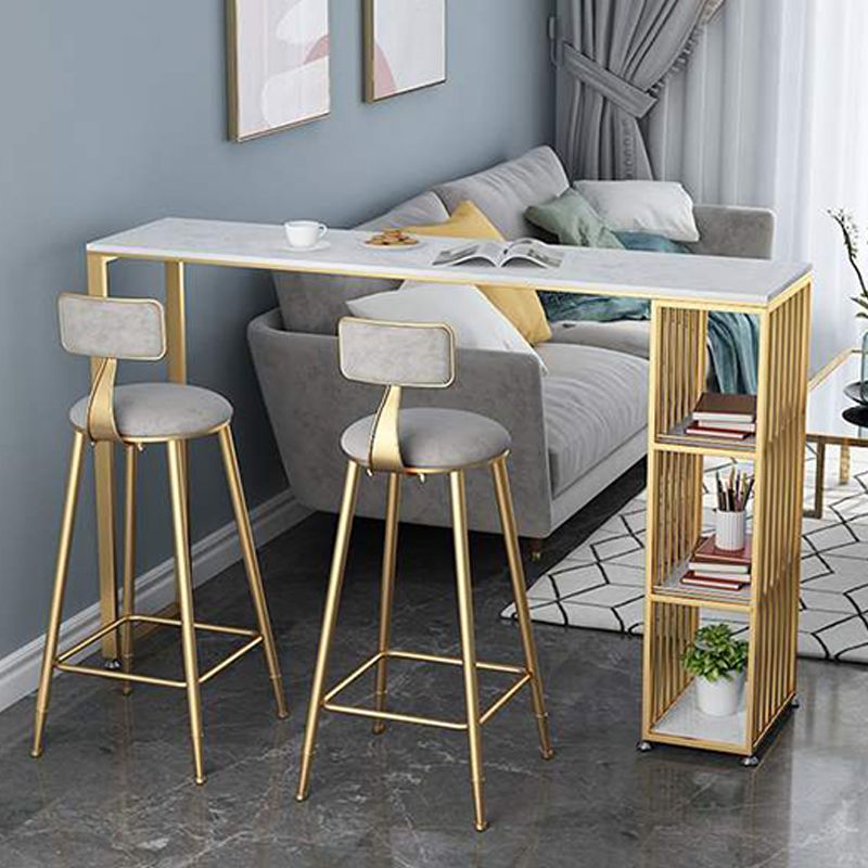 Glam Rectangle Pub Table 3-shelf Faux Marble Bar Height Table with Metal Base Clearhalo 'Bar Furniture' 'Bar Tables' 'bar_tables' 'furn' 'furn_bar_tables' 'Furniture' 'Kitchen & Dining Furniture' 1200x1200_46256e3d-5e6d-4c8c-888e-c7858f75e1ba