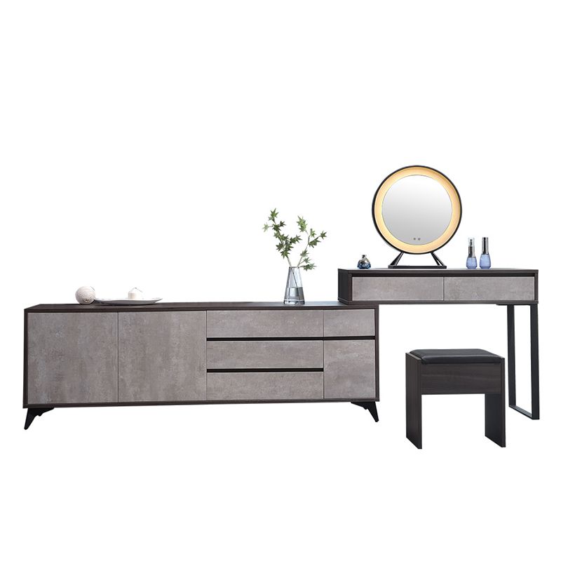 Gray Modern Wooden with Drawer Lighted Mirror Bedroom Vanity Table Clearhalo 'Bedroom Furniture' 'furn' 'furn_makeup_vanities' 'Furniture' 'Makeup Vanities' 'makeup_vanities' 1200x1200_46262976-237b-4f3b-841c-9151c4f0c473