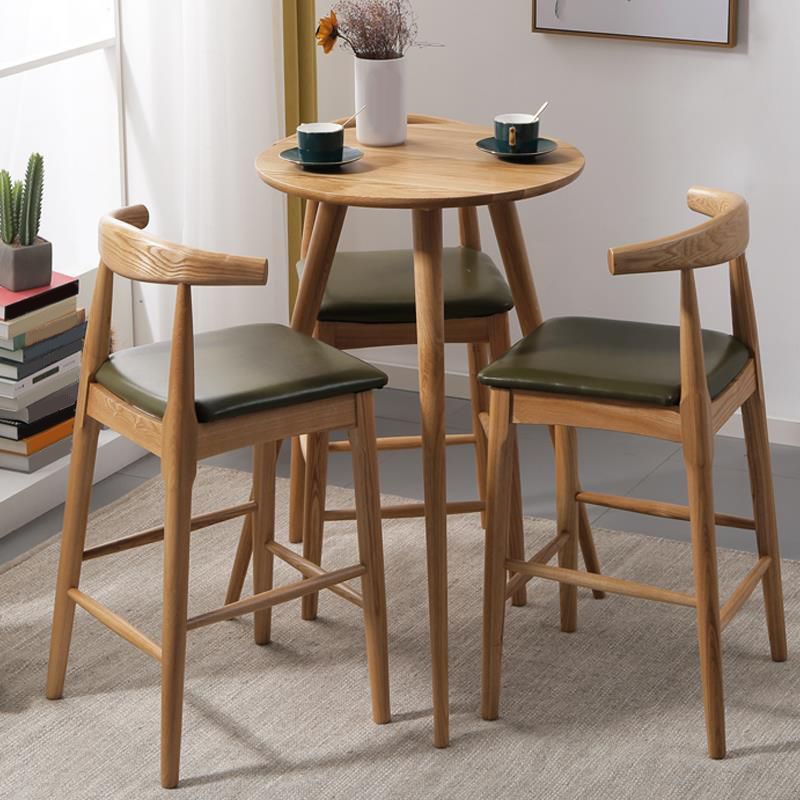 Faux Leather Dining Stools Industrial Style Bar Stool with Solid Wood Base Clearhalo 'Bar Furniture' 'Bar Stools' 'bar_stools' 'furn' 'furn_bar_stools' 'Furniture' 'Kitchen & Dining Furniture' 1200x1200_4629c381-c7e7-4c40-a00b-6cf94c5c50a9