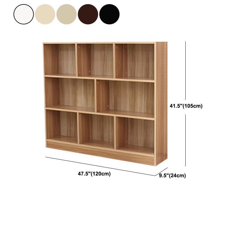Closed Back Wooden Bookcase Matter Finish Modern Standard Bookshelf