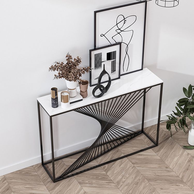 Marble Modern Console Table 11.81-inch Wide Rectangle Accent Table Clearhalo 'Console Tables' 'console_tables' 'Entry & Mudroom Furniture' 'furn' 'furn_console_tables' 'Furniture' 1200x1200_462ad780-2f87-4b7f-bc48-7c2ae0910f23