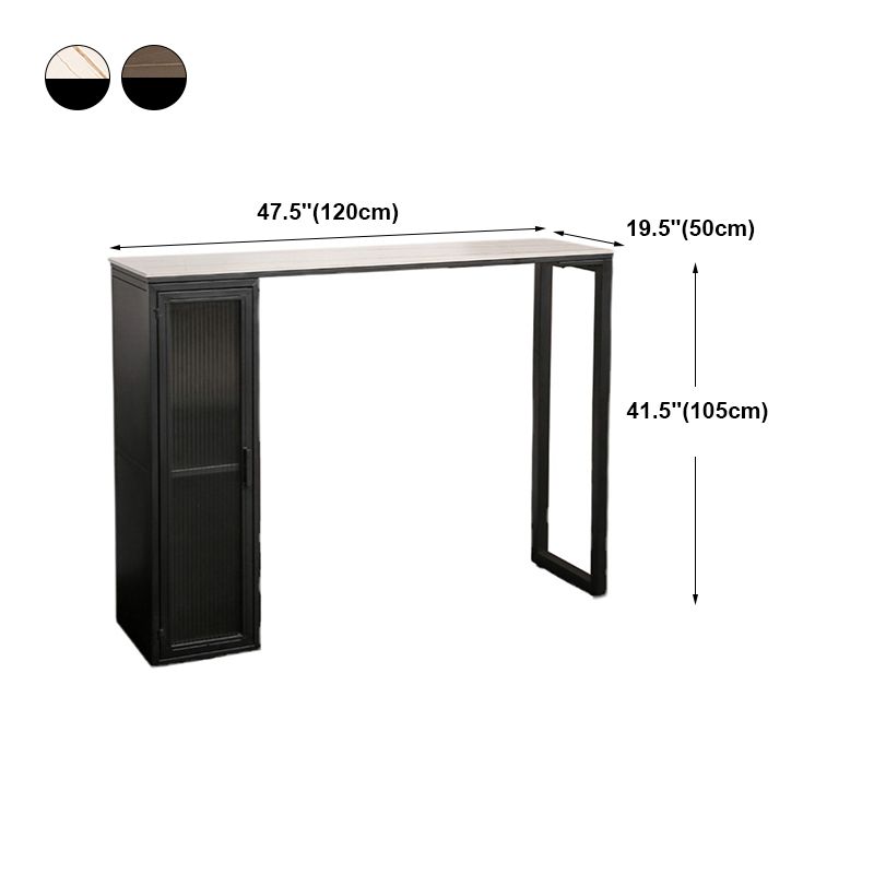 Marble Patio Bar Table with Rectangle Table Top Double Pedestal Table - 41.3" H Clearhalo 'Bar Furniture' 'Bar Tables' 'bar_tables' 'furn' 'furn_bar_tables' 'Furniture' 'furniture_bar_tables' 'Kitchen & Dining Furniture' 1200x1200_462baf41-72e1-406a-9e45-8c8629f2f31a