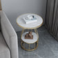Contemporary Stone Top End Table Dia 19.69" Frame Shelf Included Side Table Clearhalo 'Coffee & Accent Tables' 'End & Side Tables' 'end_side_tables' 'furn' 'furn_end_side_tables' 'Furniture' 'Living Room Furniture' 1200x1200_462c6084-3a36-4ff5-8a56-59e3c4c857b5