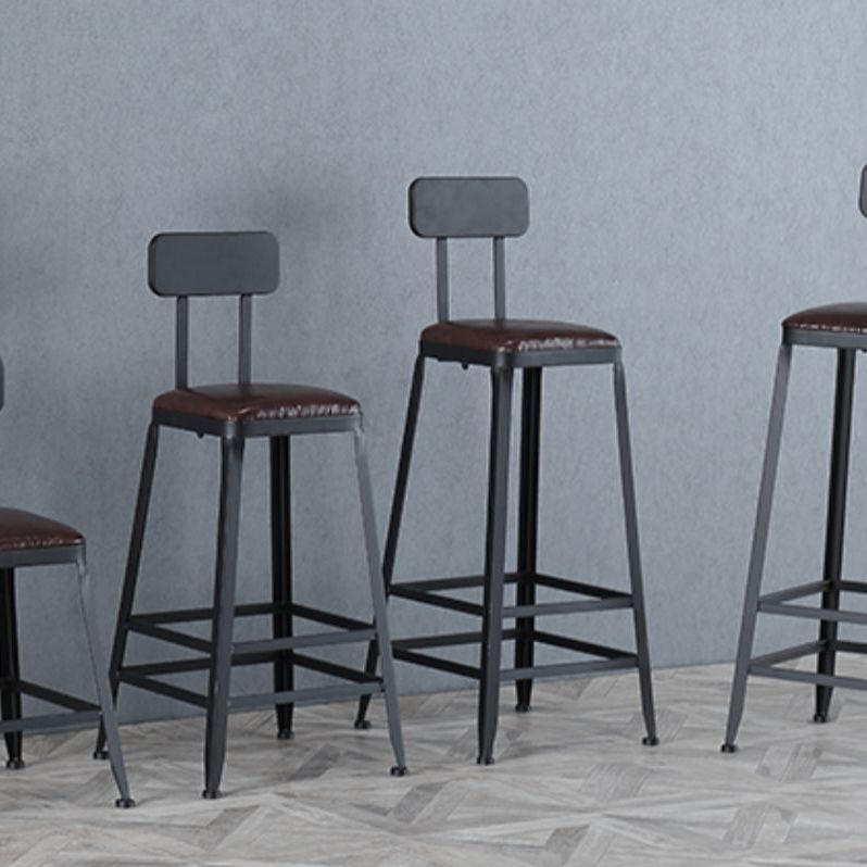 Industrial Armless Counter Stool Iron Cafe Bar Stool with Leather Cushion Clearhalo 'Bar Furniture' 'Bar Stools' 'bar_stools' 'furn' 'furn_bar_stools' 'Furniture' 'furniture_bar_stools' 'Kitchen & Dining Furniture' 1200x1200_462f66ee-6b7b-42cd-87a4-242724fc4839