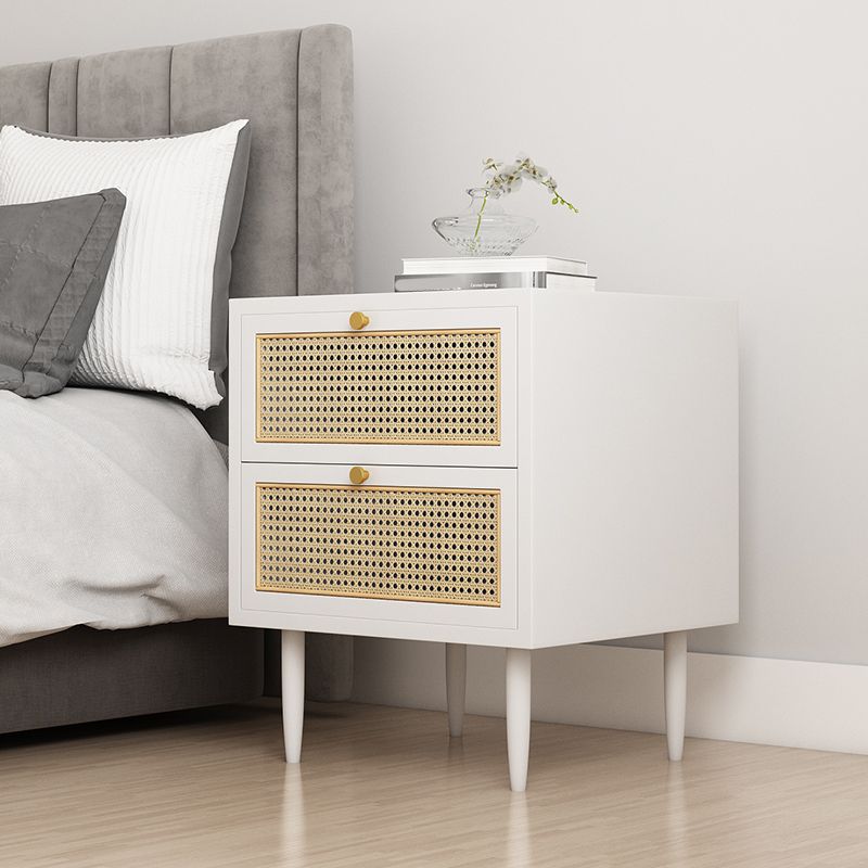Wicker & Rattan Modern Night Table Solid Wood 2-Drawer Storage Nightstand in Black/White Clearhalo 'Bedroom Furniture' 'furn' 'furn_night_stand' 'Furniture' 'night_stand' 'Nightstands' 1200x1200_4630694b-9e58-4aee-bcab-8d9835a4271a