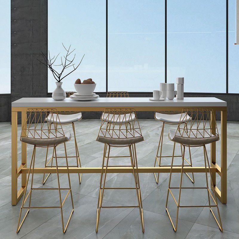 Wood Bar Dining Table Glam Rectangle Bar Table with Trestle Pedestal for Cafe Clearhalo 'Bar Furniture' 'Bar Tables' 'bar_tables' 'furn' 'furn_bar_tables' 'Furniture' 'Kitchen & Dining Furniture' 1200x1200_4632e4d8-63b7-444c-ba9f-d017e1004a34