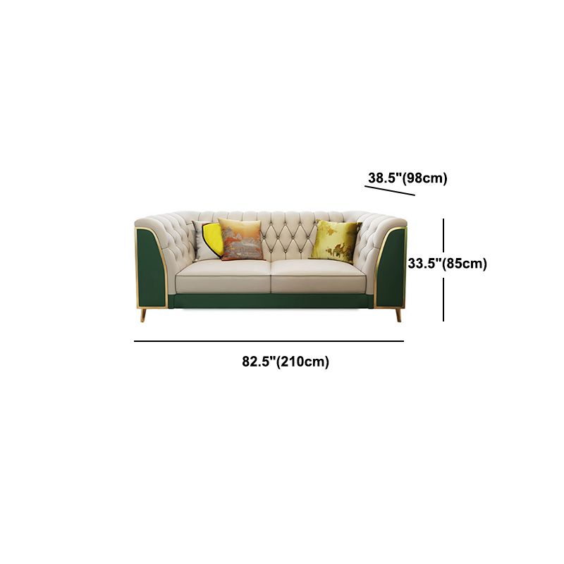 Leather Tuxedo Arm Sectional Sofa 33.46"High Tufted Split-Back Sofa