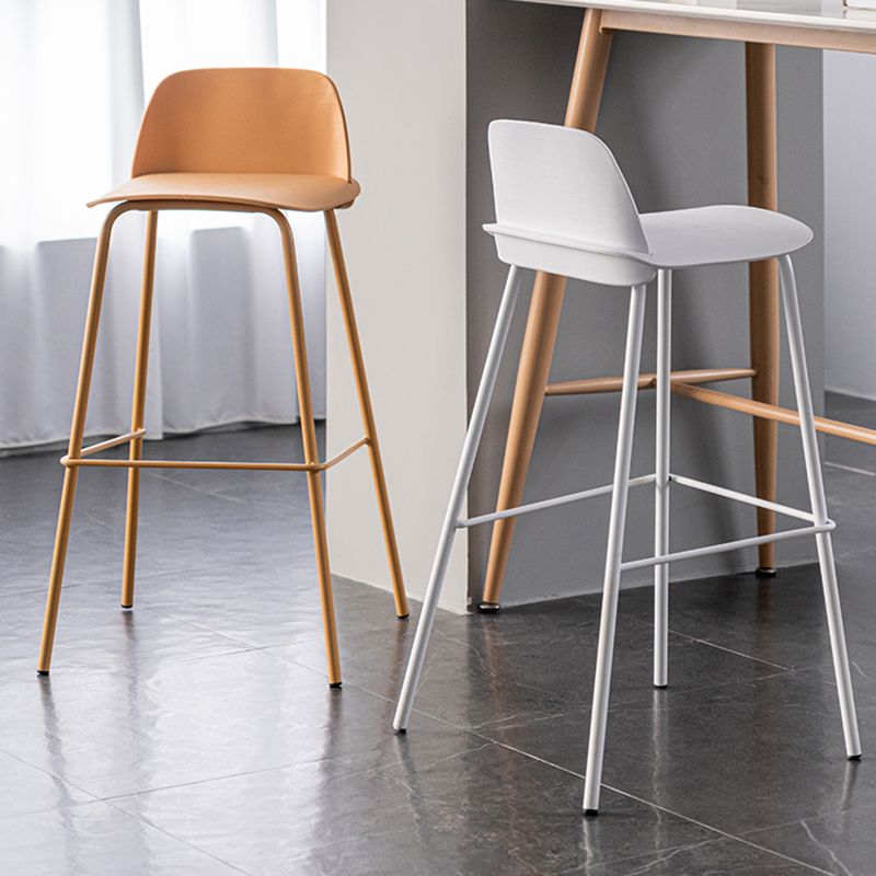 Rectangular Modern Plastic Bar Stool Backrest Footrest Counter Stool with Iron Legs Clearhalo 'Bar Furniture' 'Bar Stools' 'bar_stools' 'furn' 'furn_bar_stools' 'furniture_bar_stools' 'Kitchen & Dining Furniture' 'kitchen&dining_furn' 'kitchen' 'kitchen_furn' Furniture' 1200x1200_46388eb4-e9ae-4532-9aa8-fa538b4f5f3a