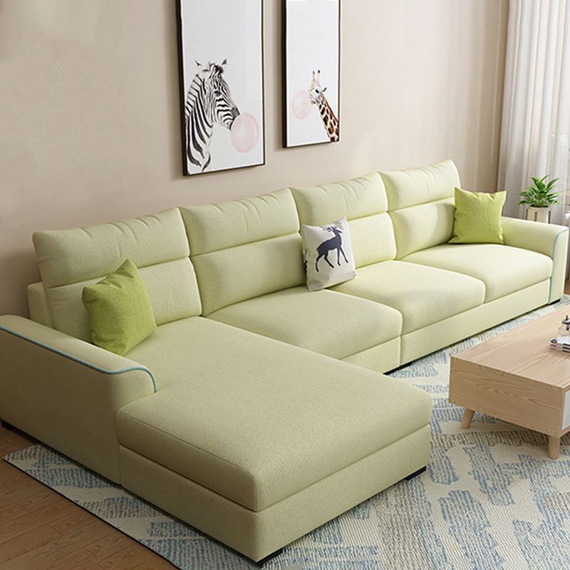 Modern 3-seater Fabric/Faux Leather Sectional Flared Arm Sofa & Chaise Clearhalo 'furn' 'furn_sectionals' 'Furniture' 'Living Room Furniture' 'Sectionals' 1200x1200_463a3715-3fb3-4c02-be2b-313e02dbf17c