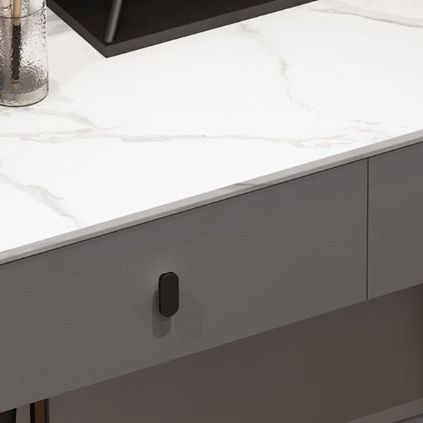 Modern Stone Top Make-up Vanity Solid Wood Vanity Dressing Table Set with 2 Drawers