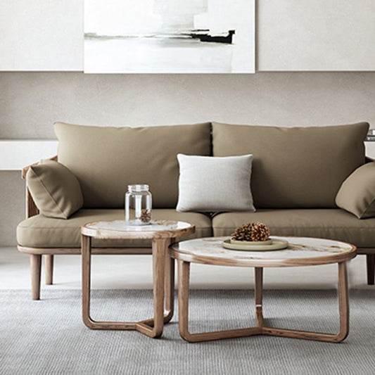 Mesa de café de pizarra moderna sin angustiante set de mesa redonda