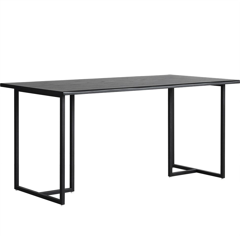 Industrial Solid Wood Dining Table Iron Double Pedestal Dining Table in Black Clearhalo 'Dining Tables & Seating' 'Dining Tables' 'dining_table' 'furn' 'furn_dining_table' 'Furniture' 'Kitchen & Dining Furniture' 1200x1200_463bc5c7-1b6e-4c4b-957a-3b7d8e1f724e