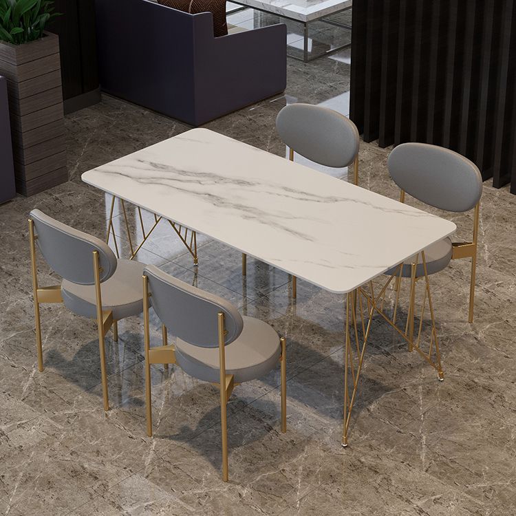 White Stone Top Dining Table Set 1/2/5 Pieces Contemporary Indoor Dinette Set Clearhalo 'Dining Room Sets' 'Dining Tables & Seating' 'dining_room_set' 'furn' 'furn_dining_room_set' 'Furniture' 'Kitchen & Dining Furniture' 1200x1200_463c777e-0aee-418b-940a-835aa3df4b1a