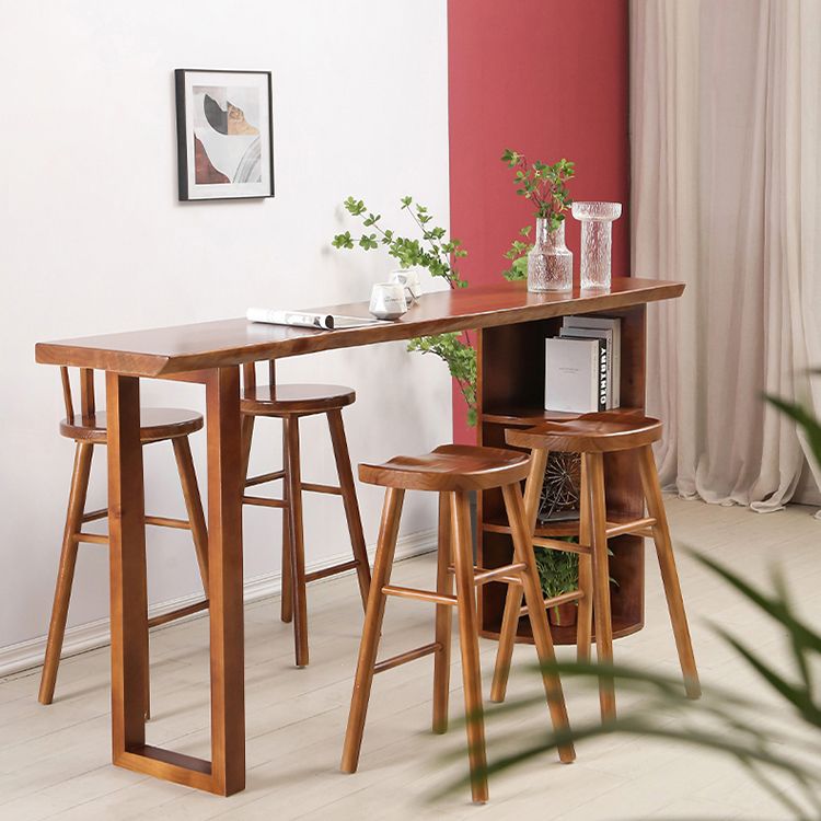 Contemporary Rectangle Bar Dining Table Wood Bar Height Table with Shelves Clearhalo 'Bar Furniture' 'Bar Tables' 'bar_tables' 'furn' 'furn_bar_tables' 'Furniture' 'furniture_bar_tables' 'Kitchen & Dining Furniture' 'kitchen&dining_furn' 'kitchen' 1200x1200_463d224c-4443-4645-af87-b50979df5fb9