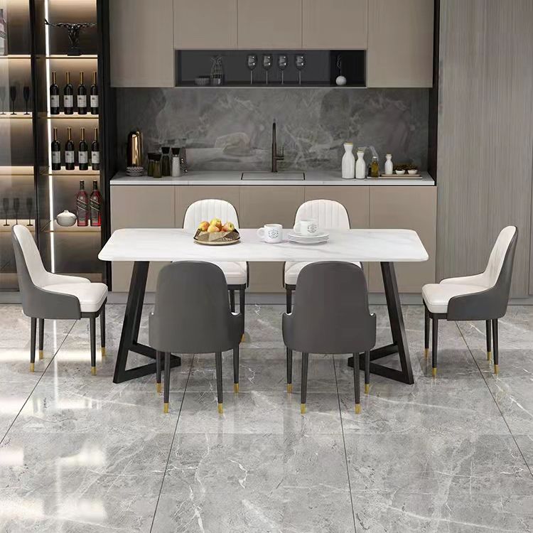 Modern 1/4/5/7 Pieces Dining Set Sintered Stone Dining Table with Leather Chairs Clearhalo 'Dining Room Sets' 'Dining Tables & Seating' 'dining_room_set' 'furn' 'furn_dining_room_set' 'Furniture' 'furniture_dining_room_set' 'Kitchen & Dining Furniture' 'kitchen&dining_furn' 'kitchen' 1200x1200_463e1fba-8829-427d-abad-1a541f915675
