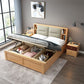 Natural Bed Frame Wood and Upholstered Standard Bed Upholstered Headboard