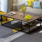 Contemporary Rectangle Wooden Coffee Table with 1 Shelf and Steel Frame Base Clearhalo 'Coffee & Accent Tables' 'Coffee Tables' 'coffee_tables' 'furn' 'furn_coffee_tables' 'Furniture' 'Living Room Furniture' 1200x1200_46416584-da71-40d7-8933-ab83330516b6