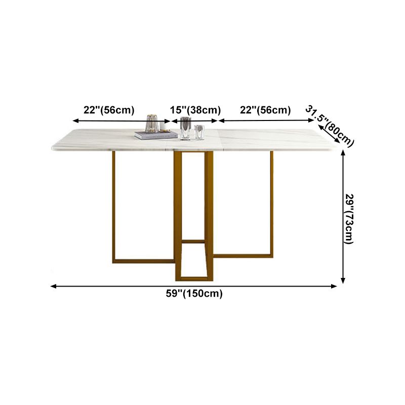 Contemporary Rectangle Dining Room Table Sintered Stone Drop-Leaf Table,59"L x 28.7"H Clearhalo ' dining_table' 'Dining Tables & Seating' 'Dining Tables' 'furn' 'furn_dining_table' 'Furniture' 'furniture_dining_table' 'Kitchen & Dining Furniture' 'kitchen&dining_furn' 'kitchen' 'kitchen_dining_table' 1200x1200_464199f6-d922-4bb5-b224-010b67b9db41