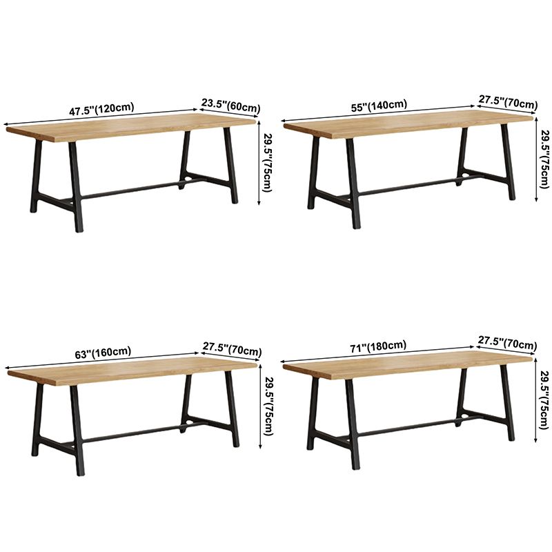 Industrial Solid Wood Rectangle Dining Khaki Standard Dining Table with Trestle Base Clearhalo ' dining_table' 'Dining Tables & Seating' 'Dining Tables' 'furn' 'furn_dining_table' 'Furniture' 'furniture_dining_table' 'Kitchen & Dining Furniture' 'kitchen&dining_furn' 'kitchen' 'kitchen_dining_table' 1200x1200_4641d59e-e034-48ee-9bea-ff4b8ac5ba69