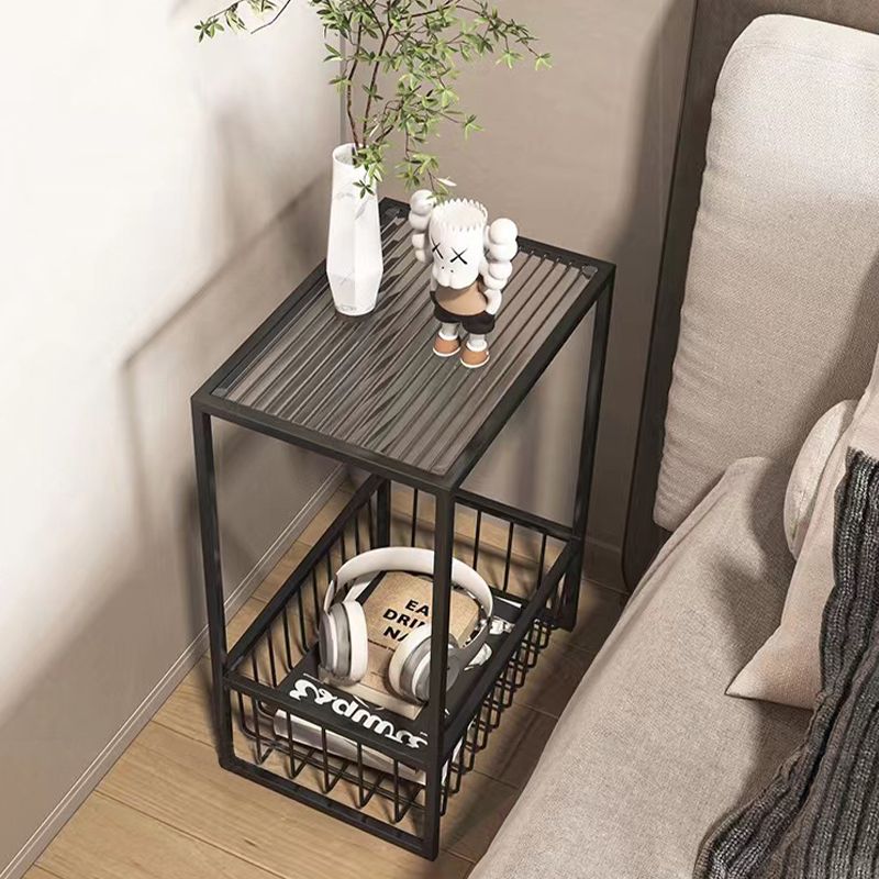 Mesa de deslizamiento del extremo de marco mesa de esquina de doble nivel rectangular con almacenamiento