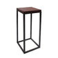 Modern Wood Square Top Side Table 23.6" Tall Iron Frame End Table