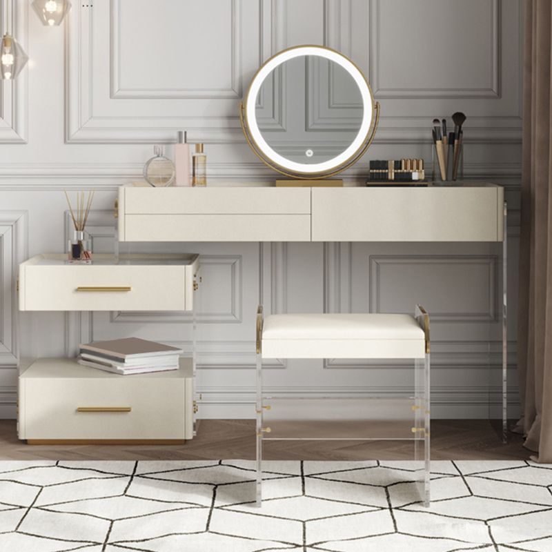 Modernism Acrylic Dressing Table Stone/Glass Top Makeup Vanity