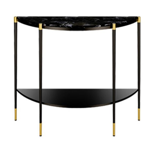 Contemporary Console Accent Table Antique Finish Half Moon Sofa Console Table