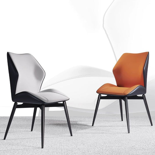 Modern Coffee Shop Wingback Chair Leather Matte Finish Dining Chair