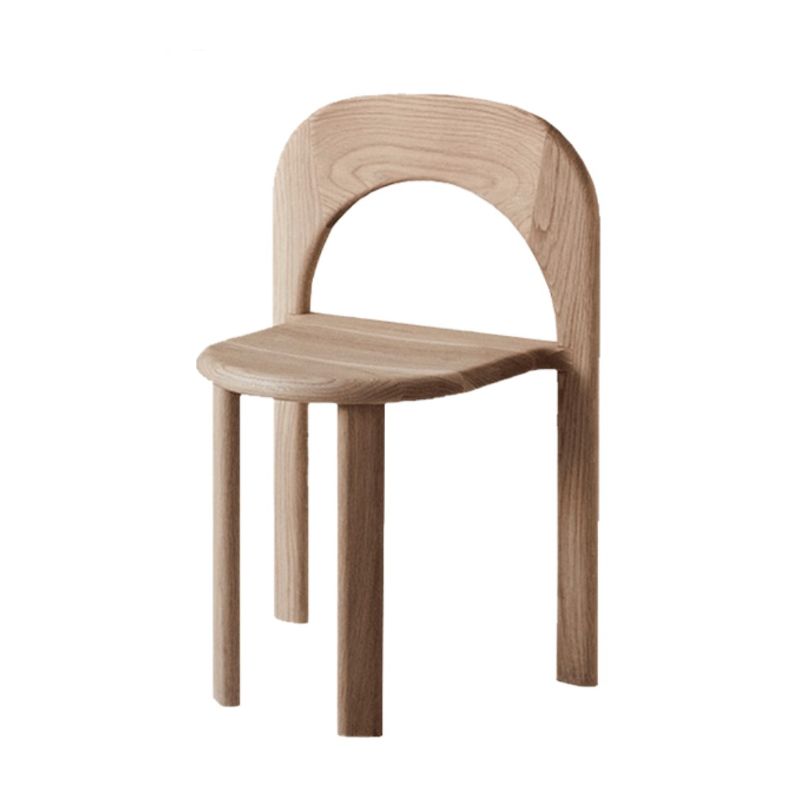 Binnenstapelbare eetkamerstoel vast houten eik massief hout open achterkant eet zijkant stoel