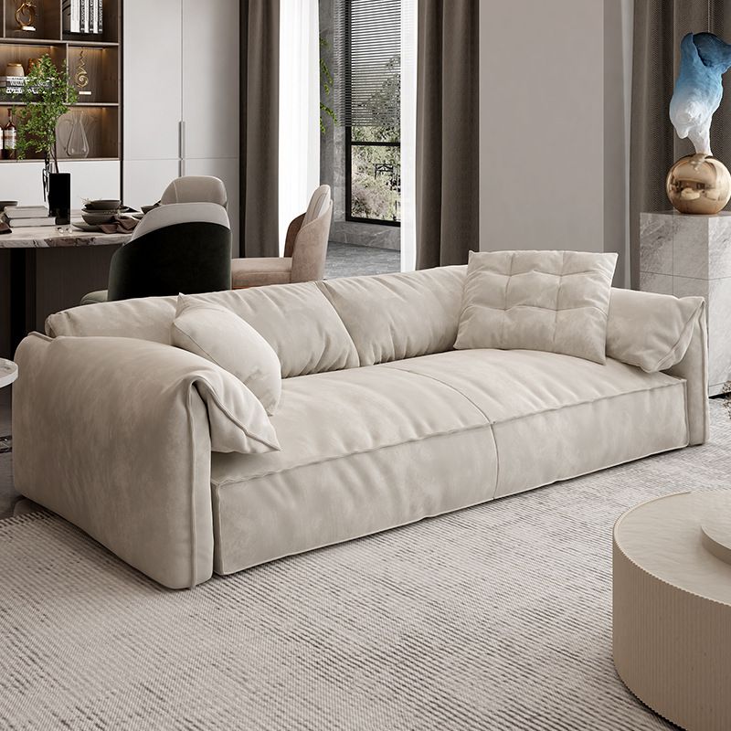 Scandinavian Faux Leather Sofa Pillow Top Arm Couch in Gray/Beige Clearhalo 'furn' 'furn_sofas' 'Furniture' 'furniture_sofas' 'Living Room Furniture' 'Sofa' 'sofas' 1200x1200_464bd126-a931-4462-a117-5d1f22e35ff9