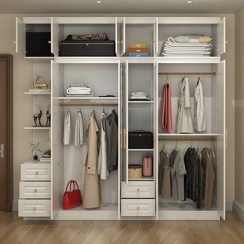 Hinged White Wardrobe Armoire Engineered Wood Wardrobe Closet Clearhalo 'Armoires & Wardrobes' 'armoires_wardrobes' 'Bedroom Furniture' 'furn' 'furn_armoires_wardrobes' 'Furniture' 1200x1200_464bfa30-6df0-464f-86e6-c3d4d51ab942