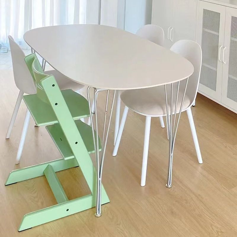 Mesa blanca de madera maciza mesa de comedor ovalado contemporáneo con 4 patas