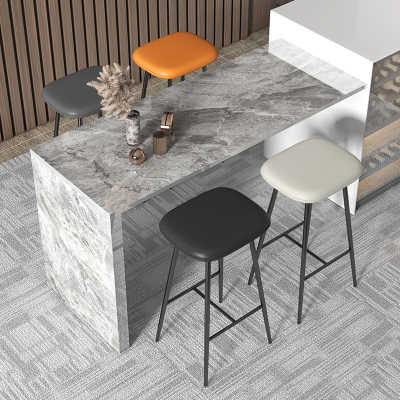 Glam Counter Bar Stool Armless Leather Rectangle Bar Stool with Footrest Clearhalo 'Bar Furniture' 'Bar Stools' 'bar_stools' 'furn' 'furn_bar_stools' 'furniture_bar_stools' 'Kitchen & Dining Furniture' 'kitchen&dining_furn' 'kitchen' 'kitchen_furn' Furniture' 1200x1200_464efad4-5701-4c23-966e-22432278a1d5