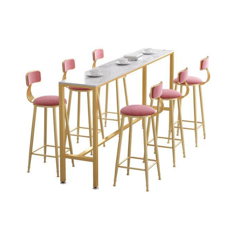 Glam Style Rectangle Bar Table 1/2/7 Pieces Faux Marble Counter Table Clearhalo 'Bar Furniture' 'furn' 'furn_home_bar_bar_sets' 'Furniture' 'Home Bars & Bar Sets' 'home_bar_bar_sets' 'Kitchen & Dining Furniture' 1200x1200_46504749-bfc5-4152-9de8-f7955f18a416